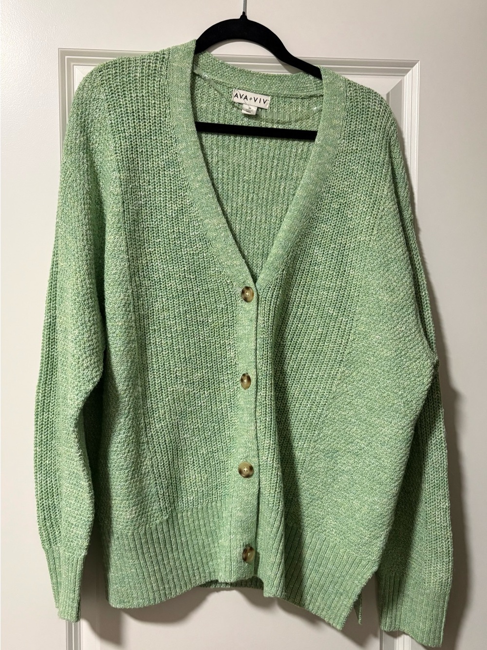 Ava & Viv Mint Green V-Neck Button Front Cardigan
